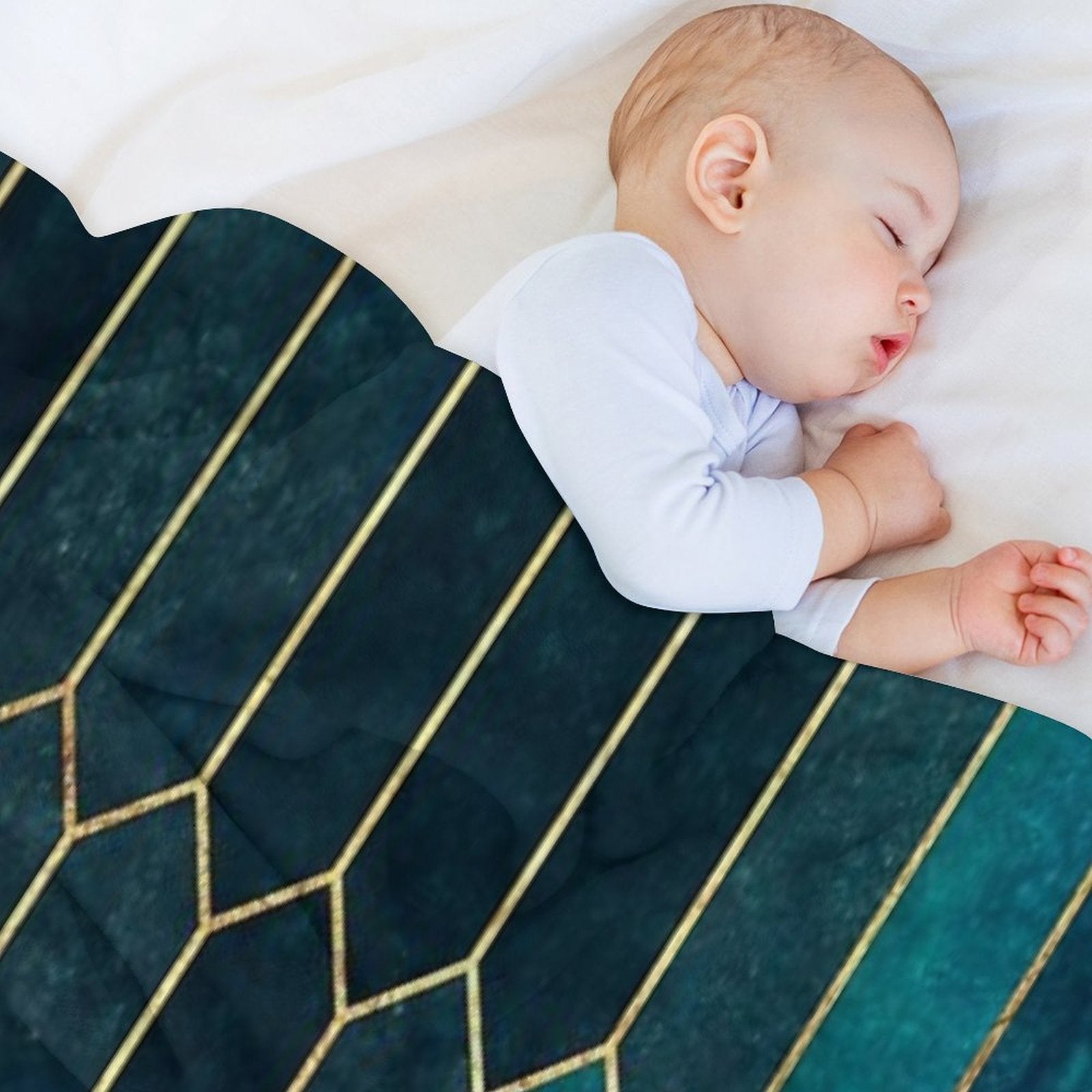 Deep Teal And Blue Gold  Pattern Versatility Throw Blanket