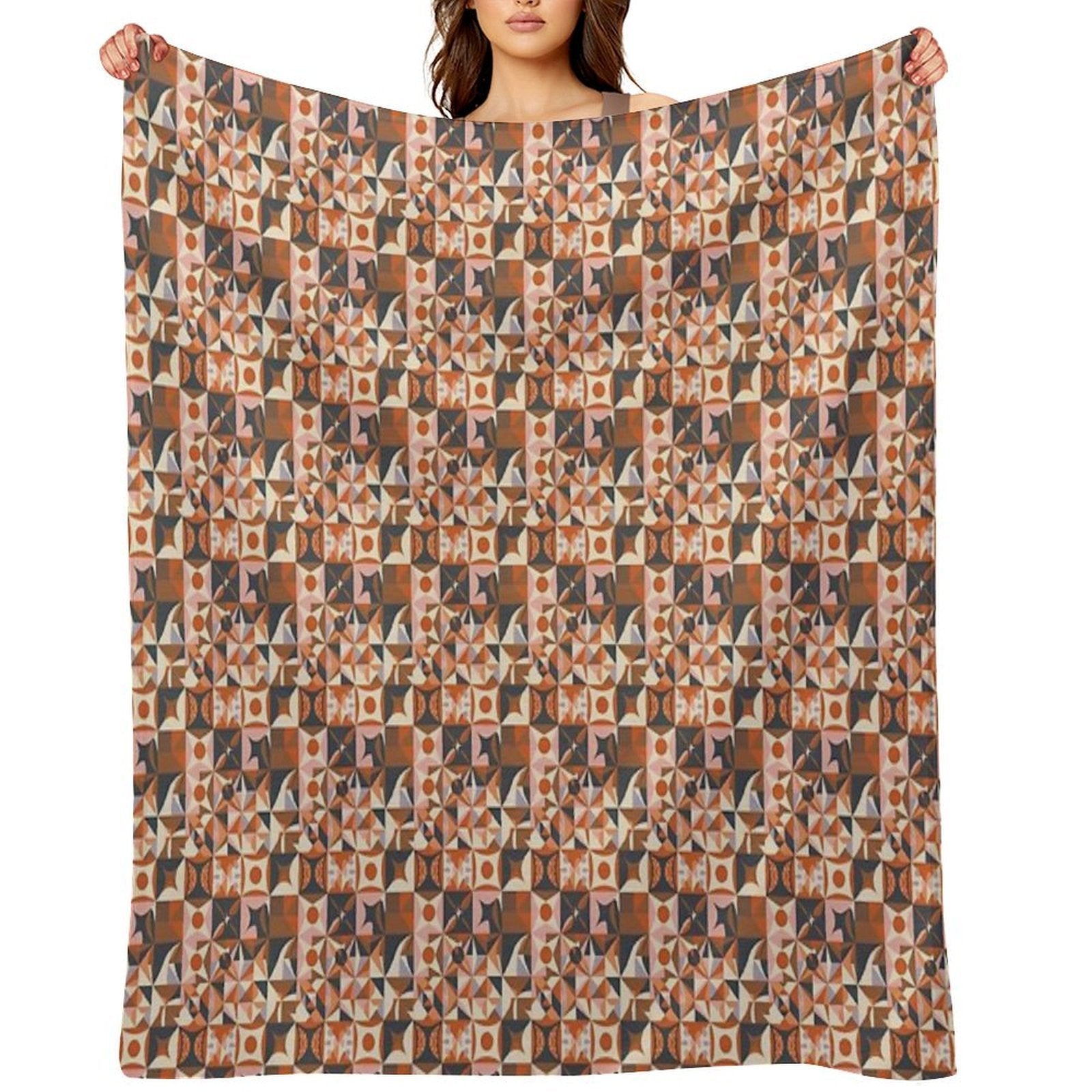 Muted Autumn  Soft Autumn Pattern, Skin-tone Matching, Personal Color Analysis, PCA, Geometric Abstract Quick-dry Throw Blanket