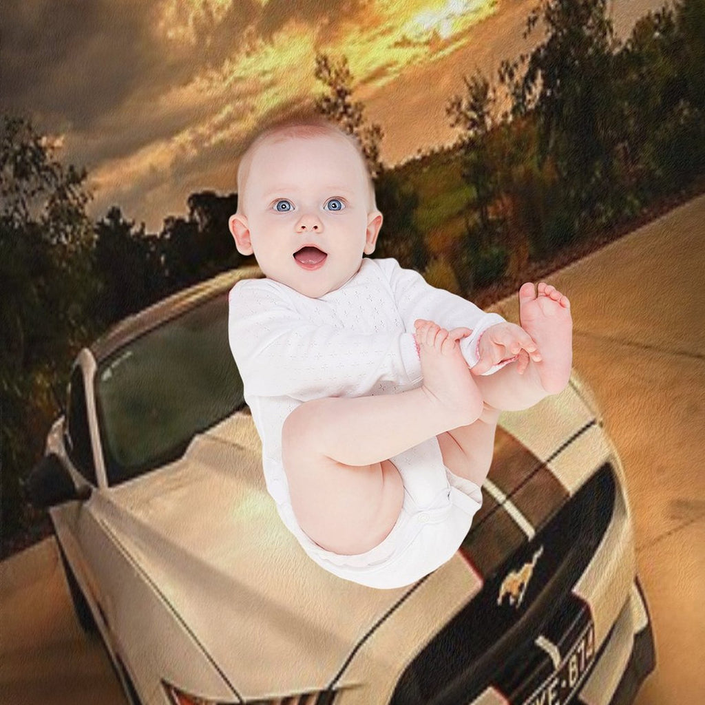 A Ford Mustang Sunset Plush Throw Blanket