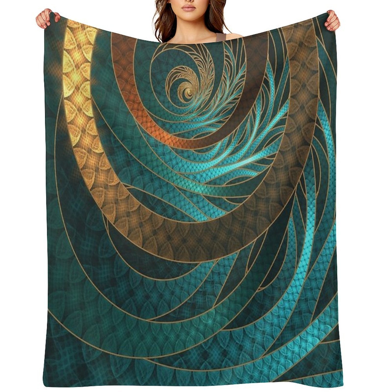 Beautiful Corded Leather Turquoise Fractal Bangles Travel-friendly Throw Blanket