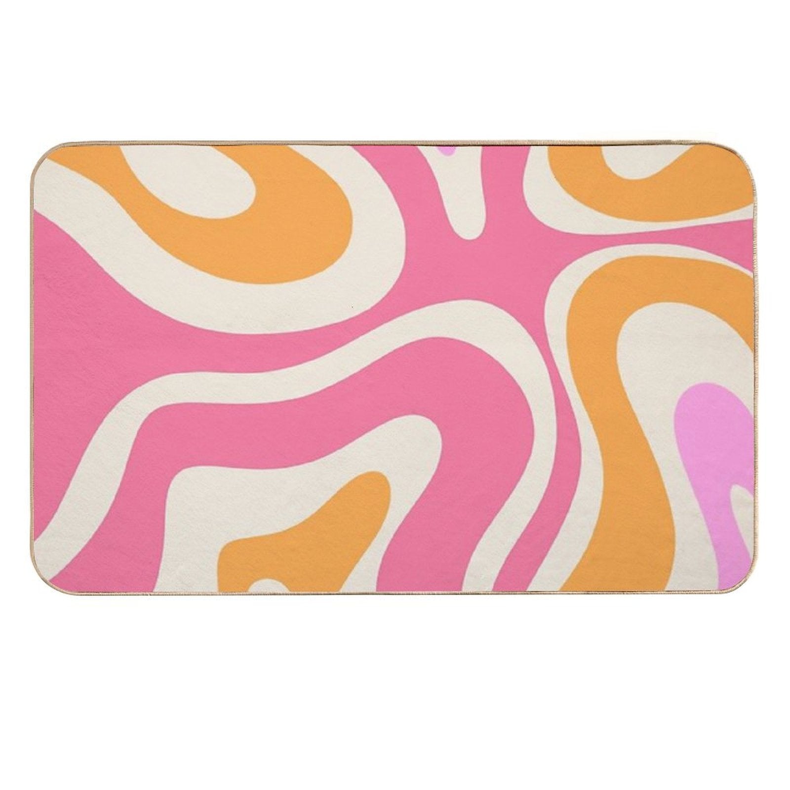 Modern Retro Liquid Swirl Abstract Pattern Vertical Pink And Orange  Non-Slip Bath Mat
