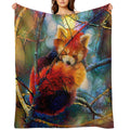 Autumnal Red Panda Travel-friendly Throw Blanket