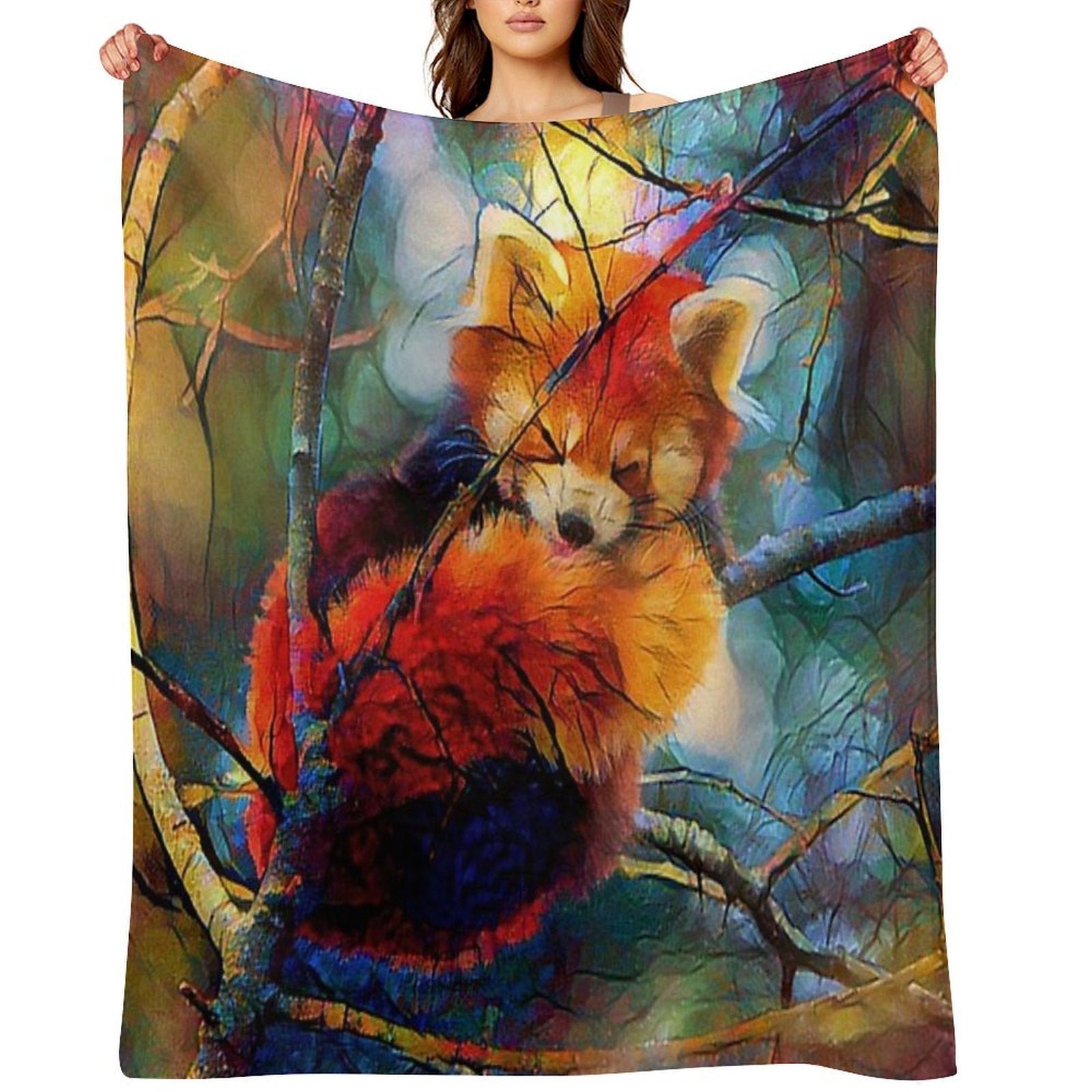 Autumnal Red Panda Travel-friendly Throw Blanket