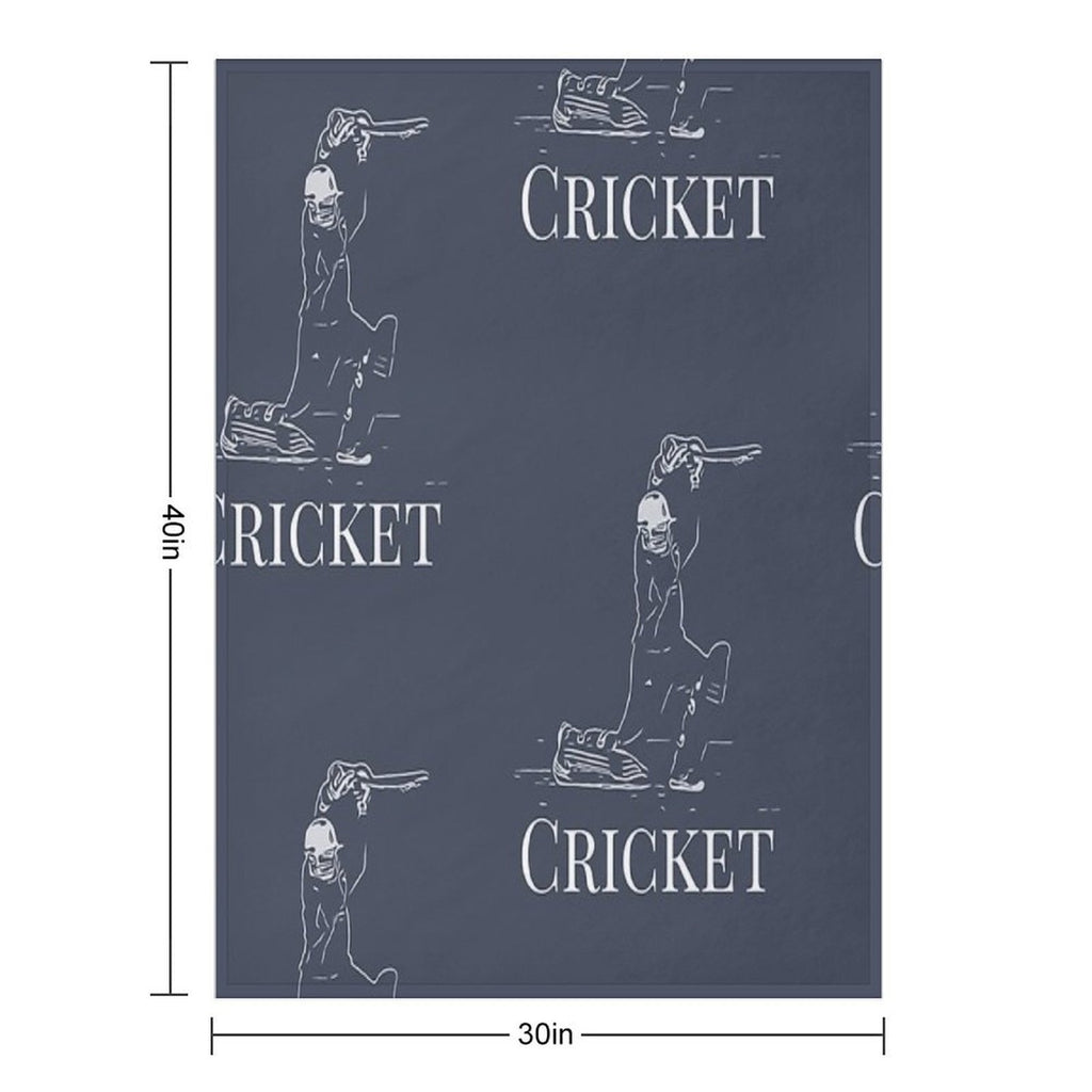 Cricket Batsman Cricketer Design Logo Style Plush Throw Blanket