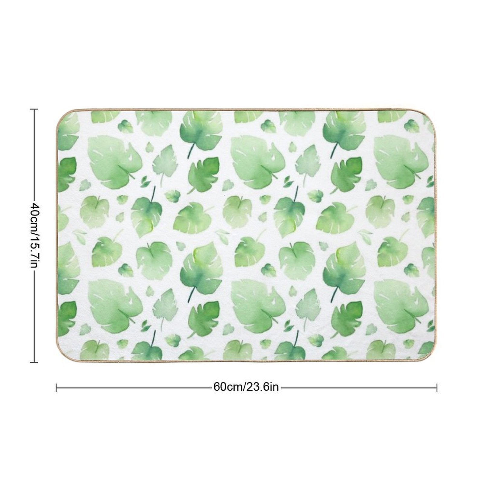 Watercolor Monstera Leaves Pattern  Fade-Resistant Bath Mat