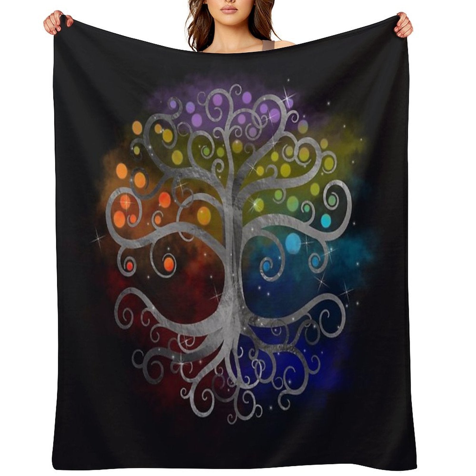 Tree of Life Silver Swirl Lightweight Throw Blanket