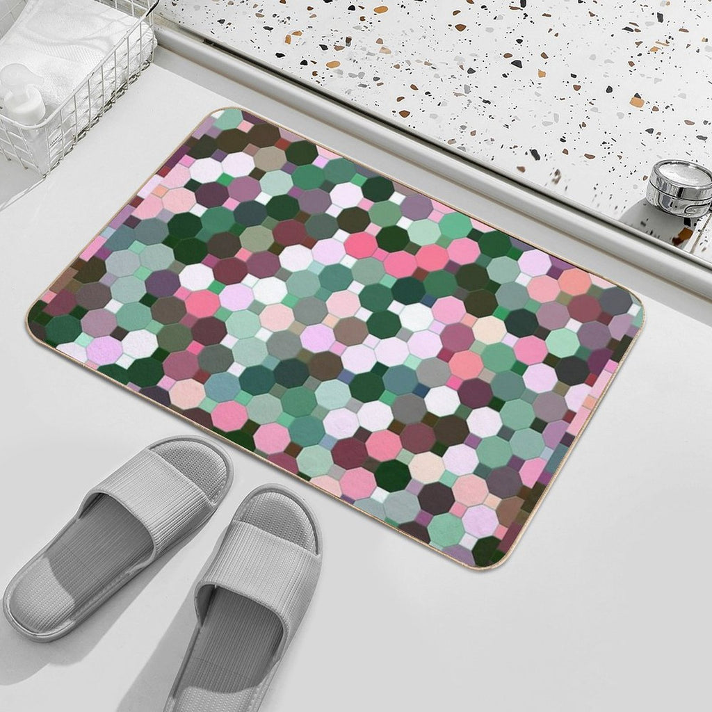 Abstract Green, Pink, Purple And White Octagons  Versatile Bath Mat