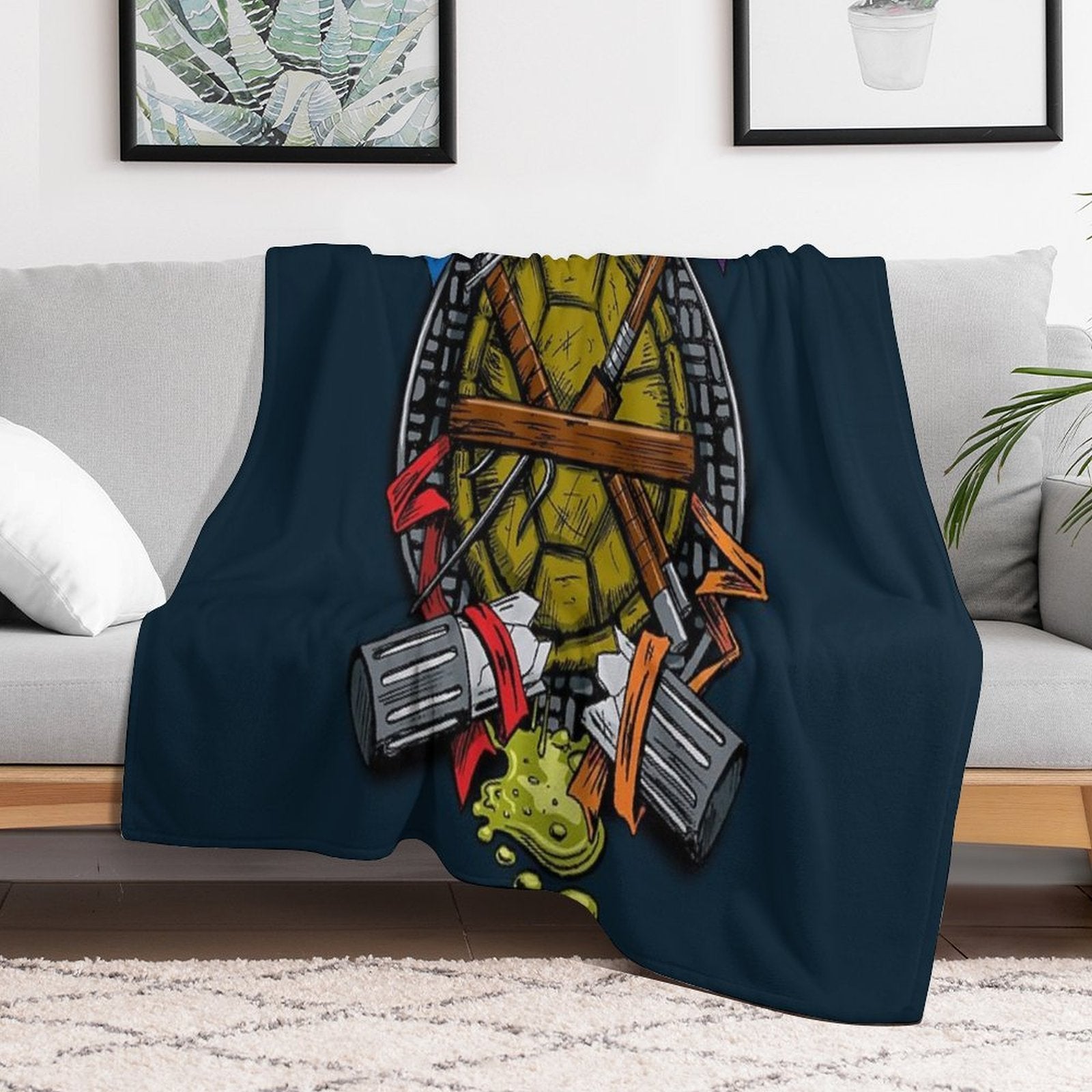 Turtle Family Crest - Full Color Durable Throw Blanket