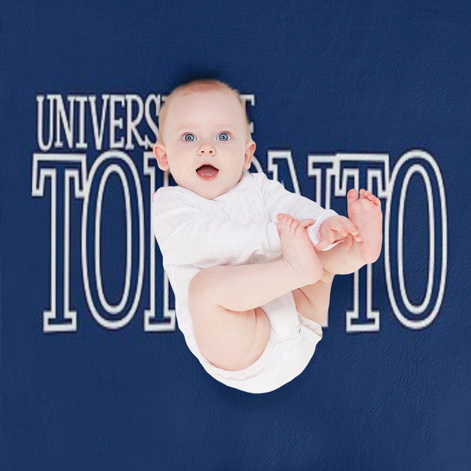 White Retro U of T Outline Eco-conscious Throw Blanket