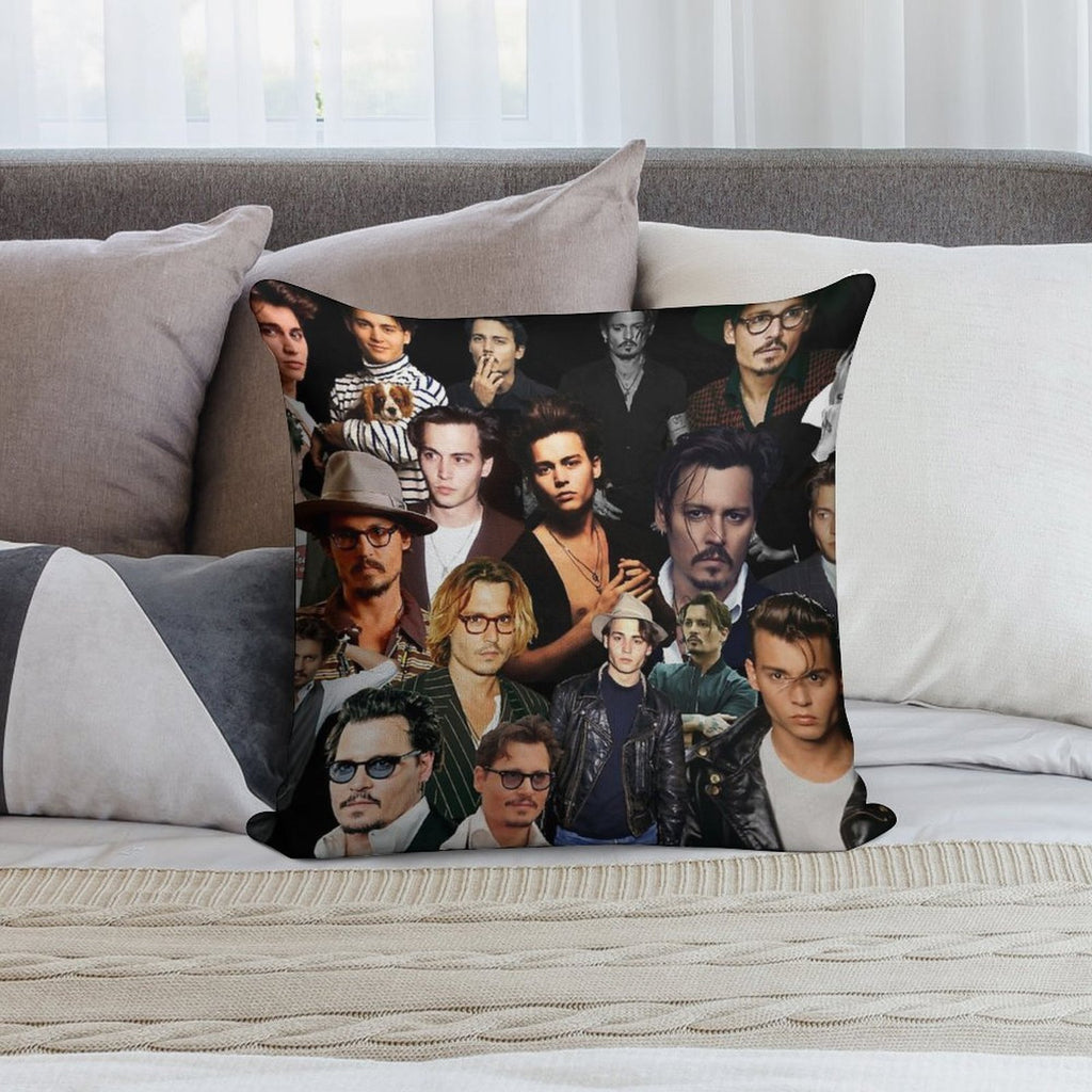 Johnny Depp Sexy Collage Soft Skin-Friendly Throw Pillow