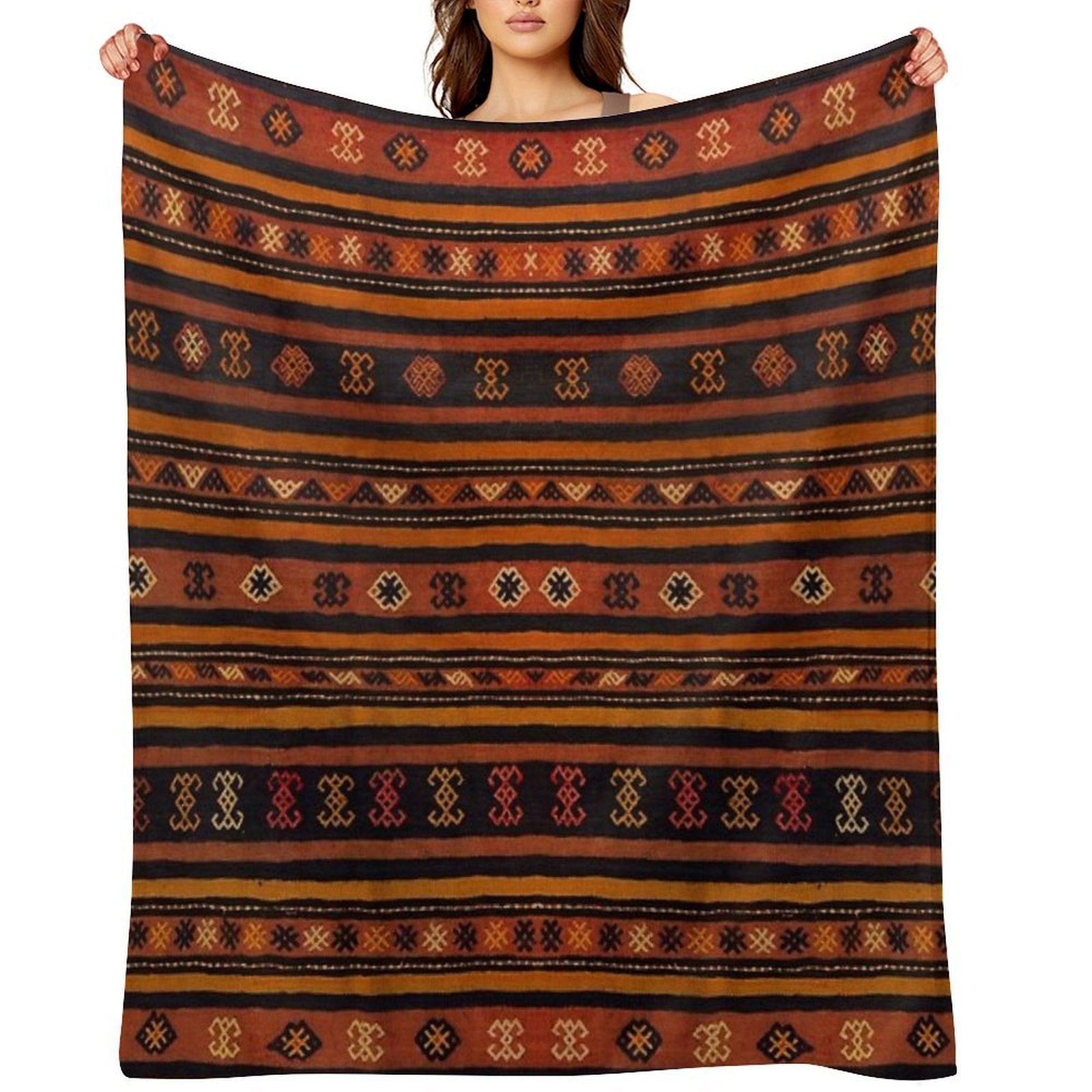 Moroccan Traditional Berber Artwork Design Compact Throw Blanket