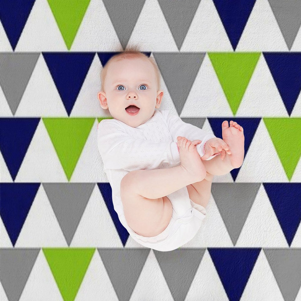 Arrows Lime Green,  Bright Navy Blue, Grey, And White Geometric Pattern Durable Throw Blanket