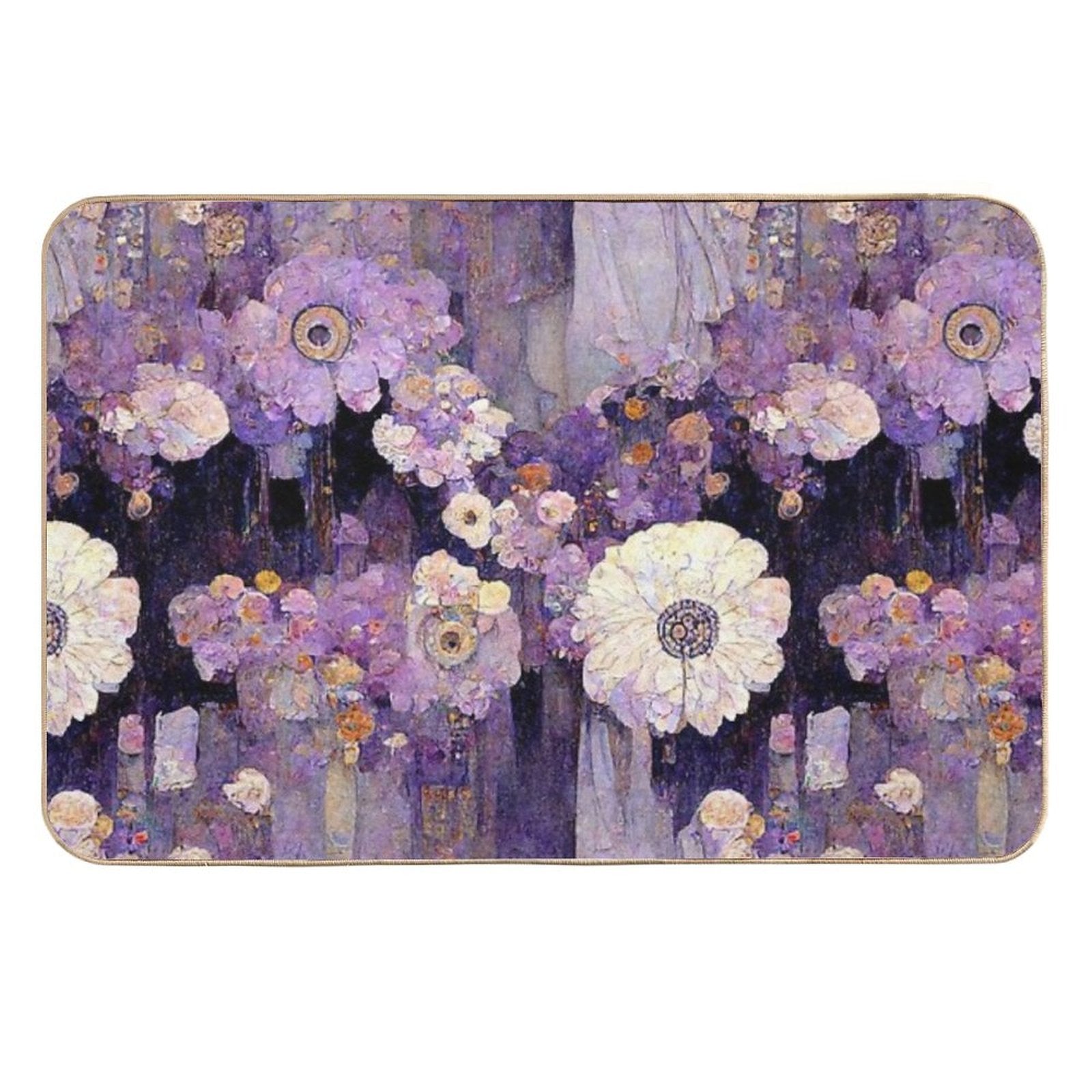 Vibrant Violet Blooms  High-Traffic Bath Mat