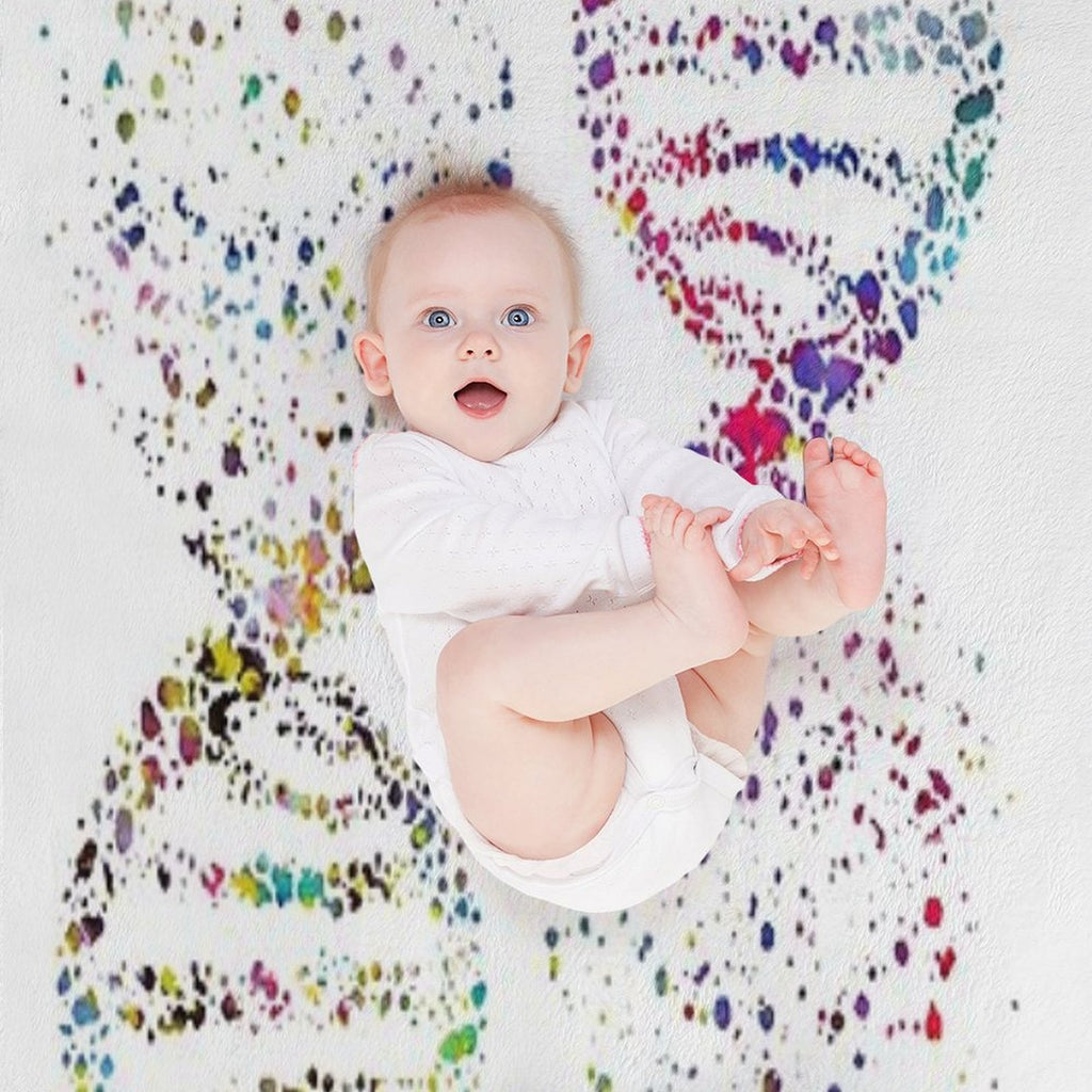 DNA, Watercolor Art,Dna Double Helix Genetic Compact Throw Blanket