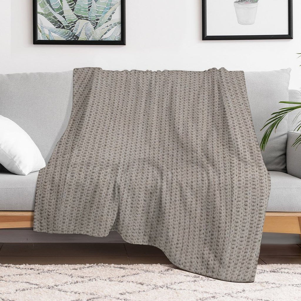 Beige Knitting Pattern Durable Throw Blanket
