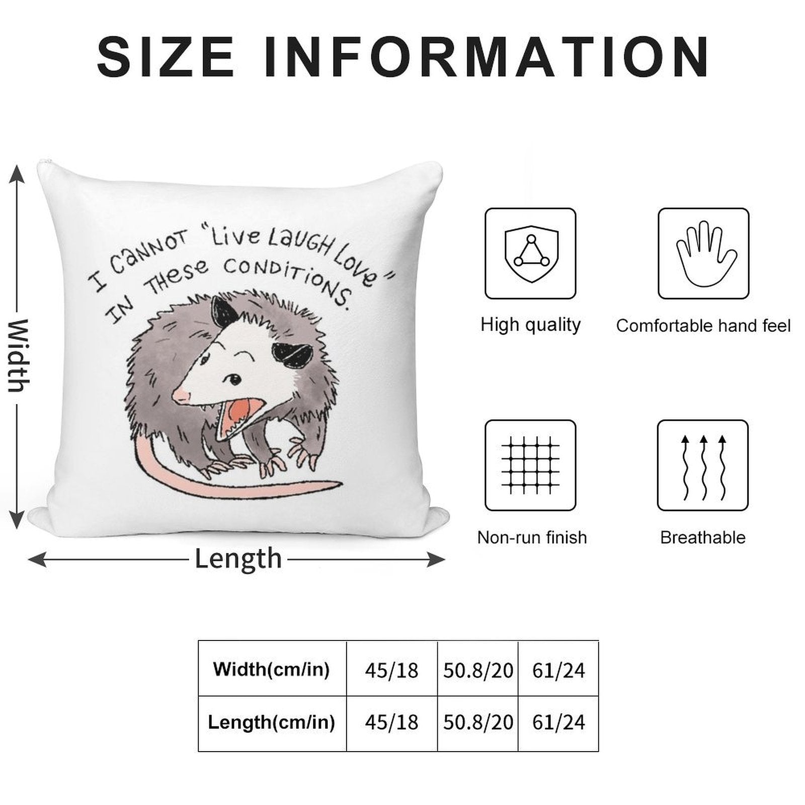 Opossum Live Laugh Love Soft Anti-Pilling Throw Pillow
