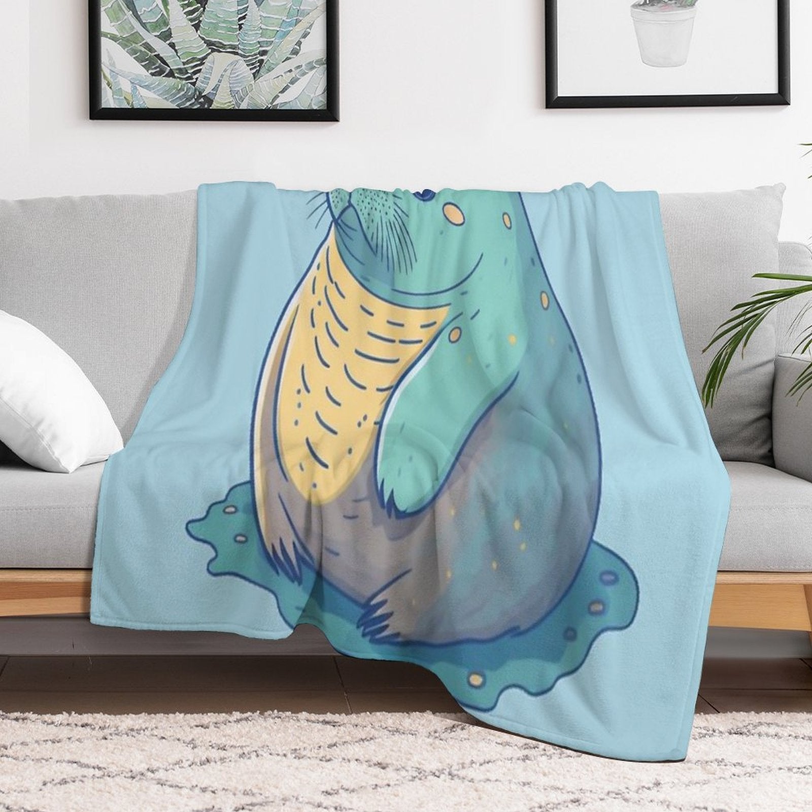 Adorable Fat Baby Seal - Playful Seal Design for Seal Lovers Easy Care Throw Blanket