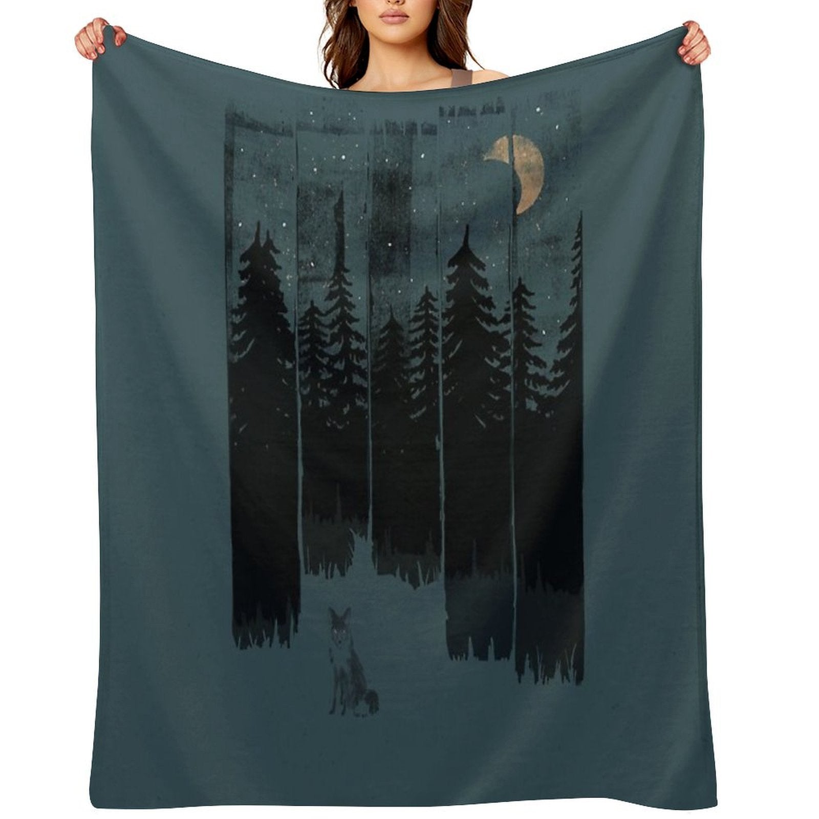 A Fox in The Wild Night Compact Throw Blanket