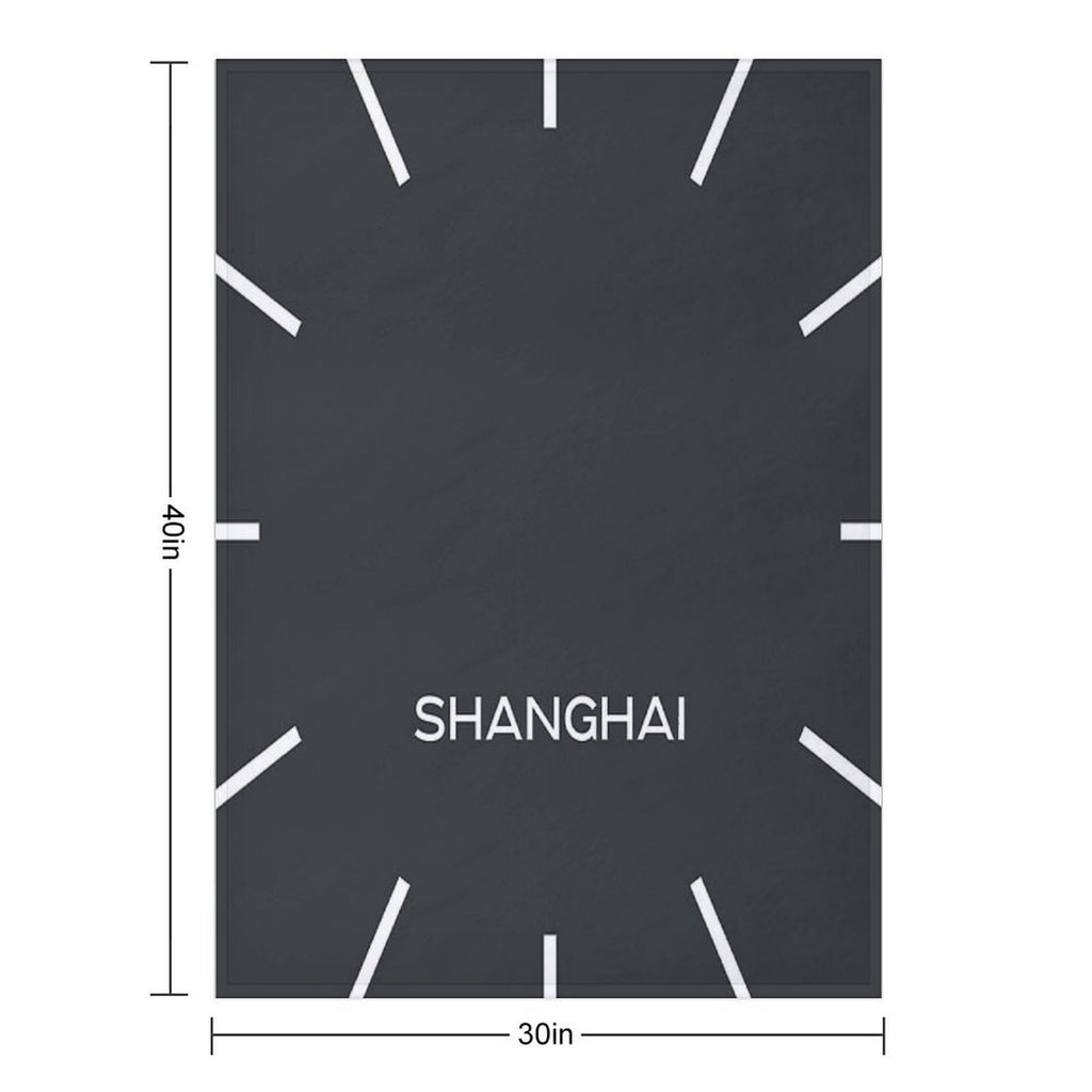 Shanghai Time Zone World Wall Clock-Phantom Black Shrink-resistant Throw Blanket