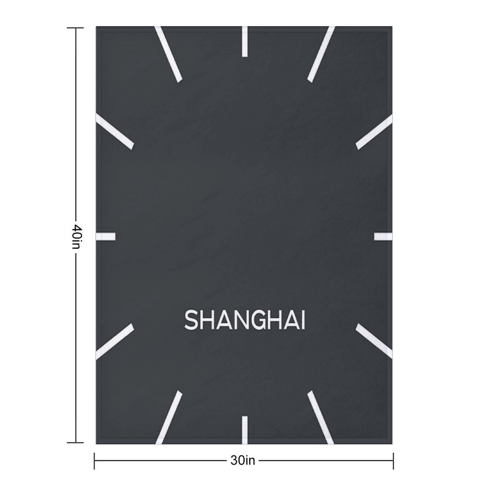Shanghai Time Zone World Wall Clock-Phantom Black Shrink-resistant Throw Blanket
