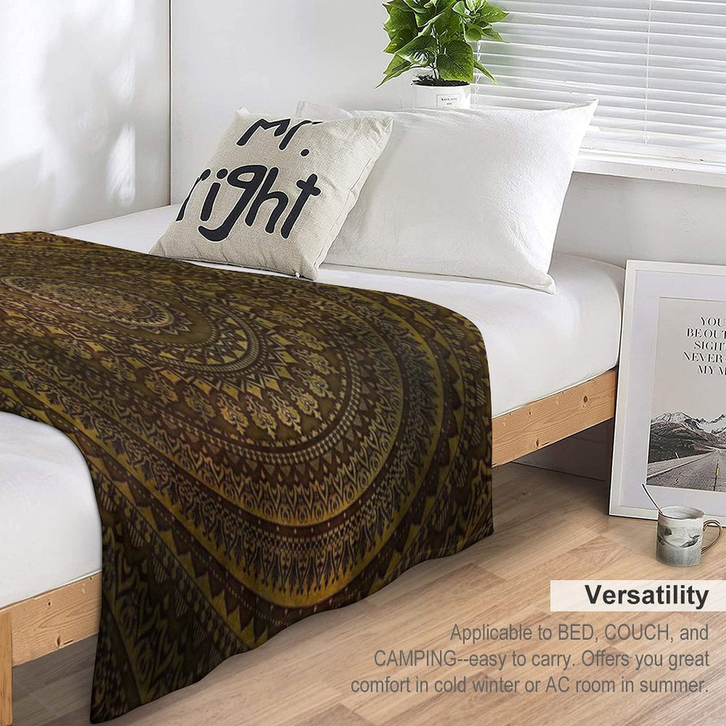 Lime Brown Mandala Travel-friendly Throw Blanket
