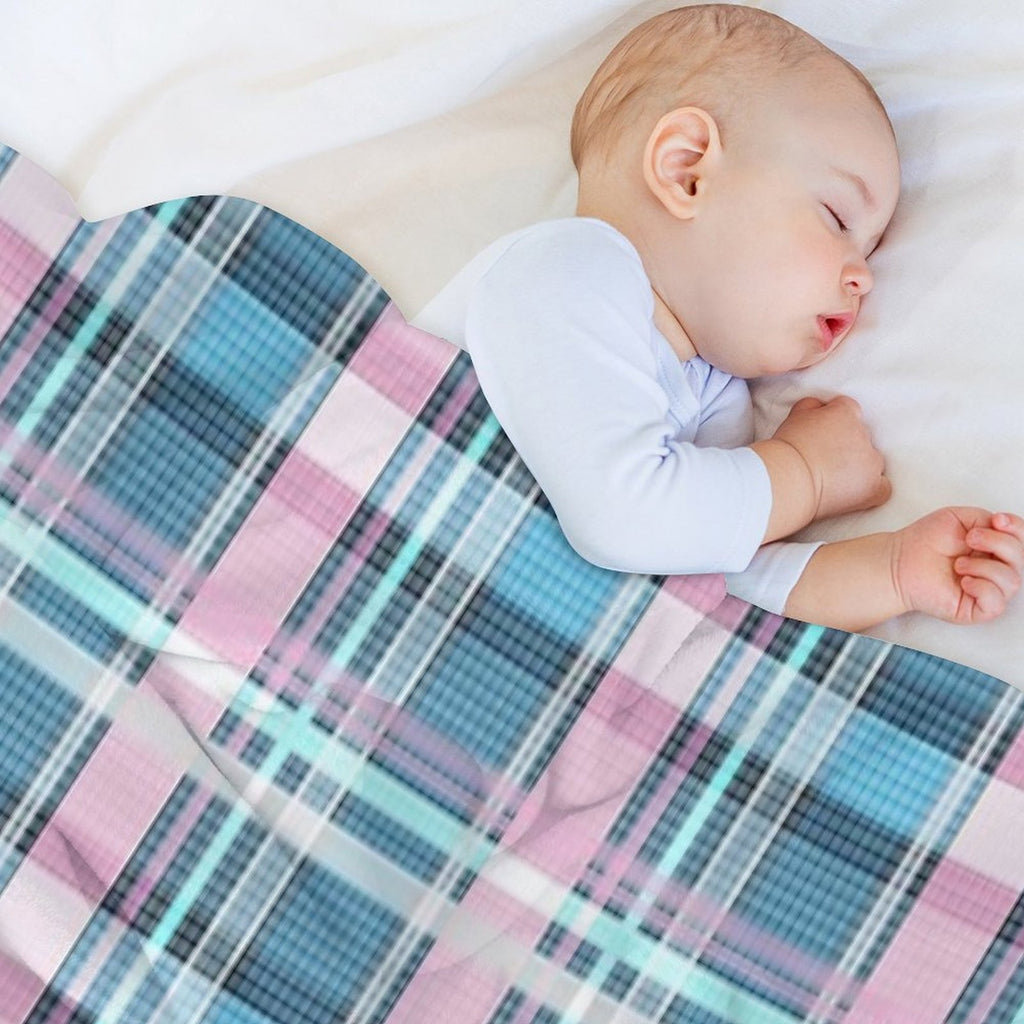 Trans Flag Pink, Blue And White Check Pattern Comfort Throw Blanket