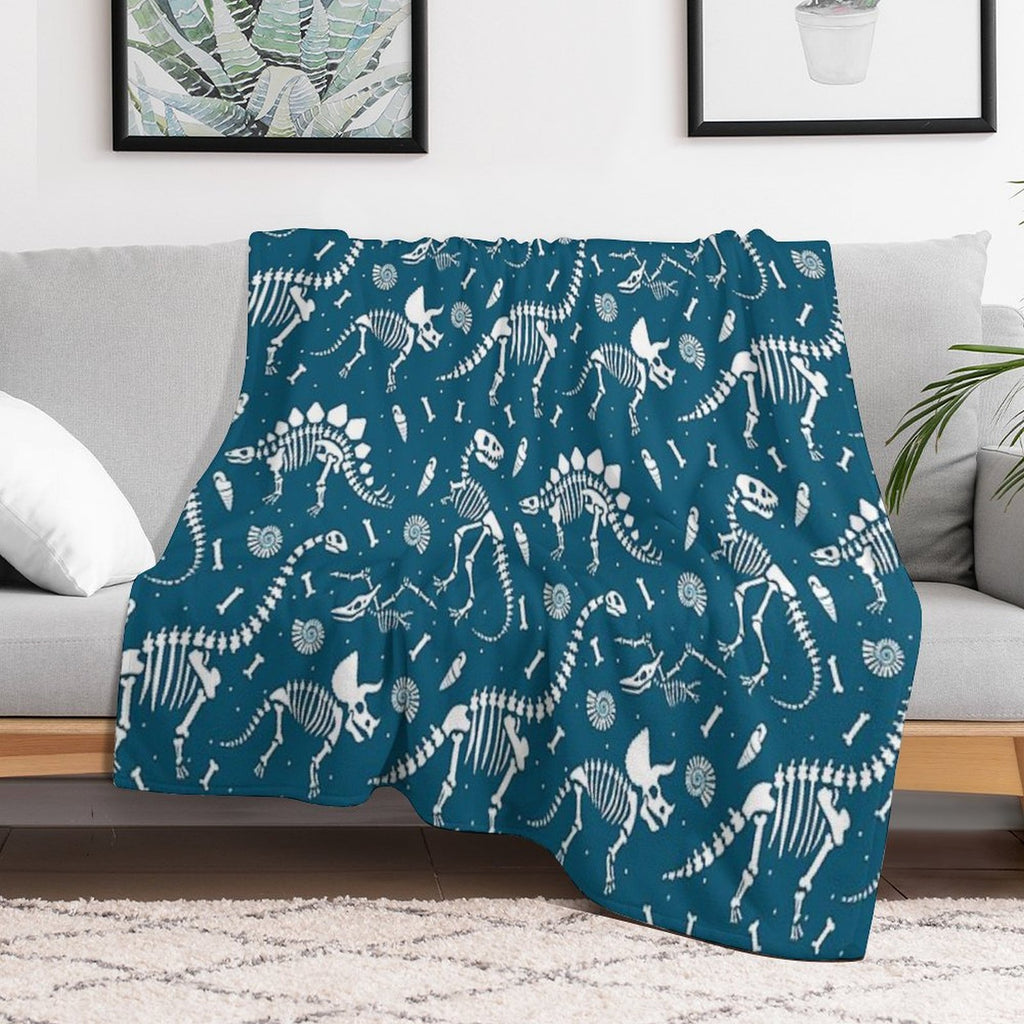 Dinosaur Fossils in Blue All-season Throw Blanket