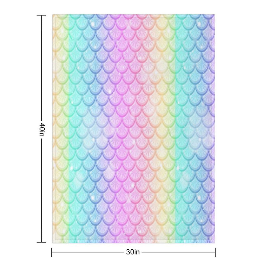 Rainbow Mermaid Scale Costume Sustainable Throw Blanket