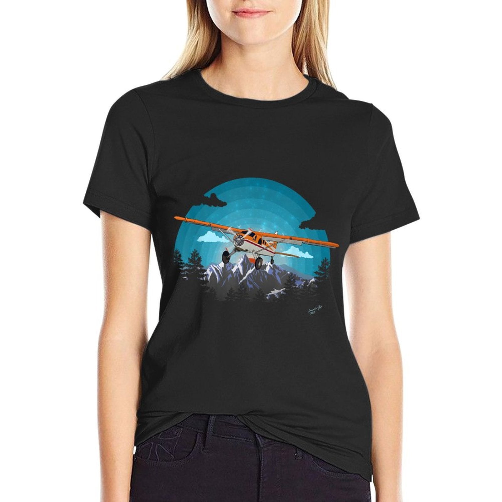 &#34;Twilight Flight&#34;  Beaver Bushplane Airplane Flying Pilot  Soft T-Shirt