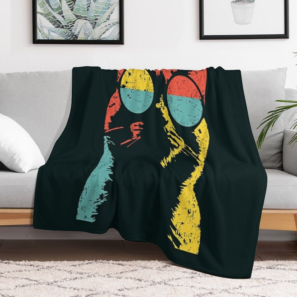 Trendy Cat in Retro Shades – Feline Cool Factor Compact Throw Blanket