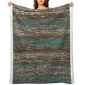 Teal Blue Dark Chocolate Grey Brown Melange Quick-dry Throw Blanket