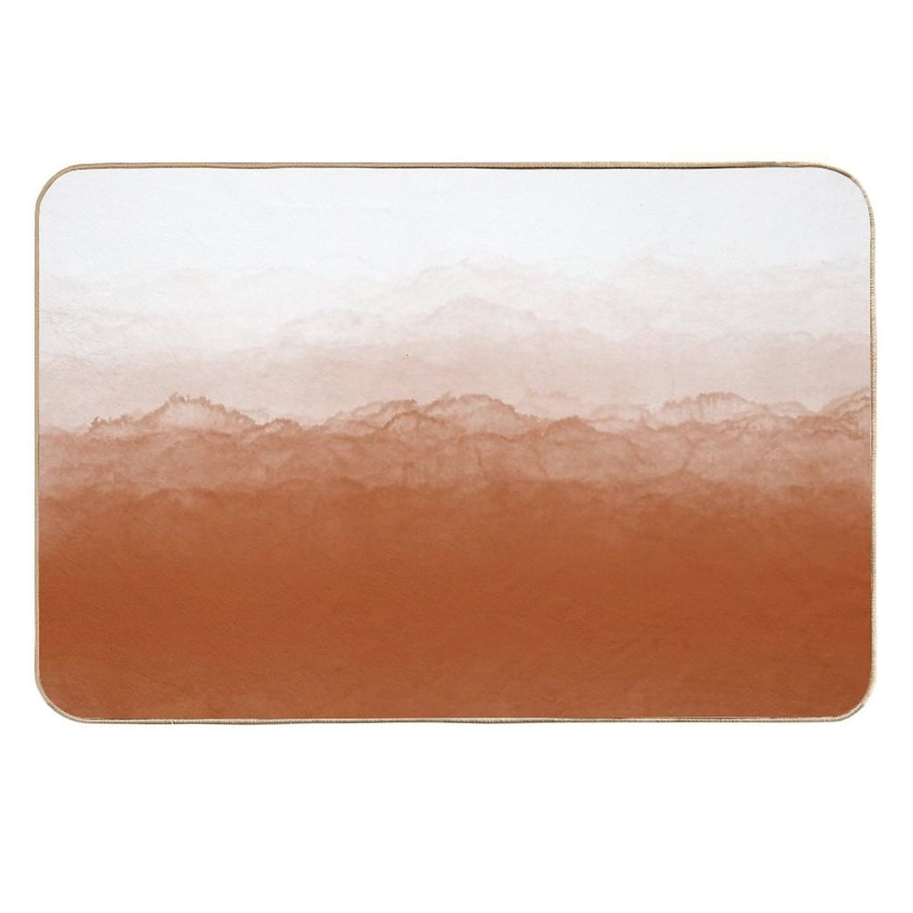 Abstract Watercolor Ombre (burnt Orangewhite)  Repositionable Bath Mat