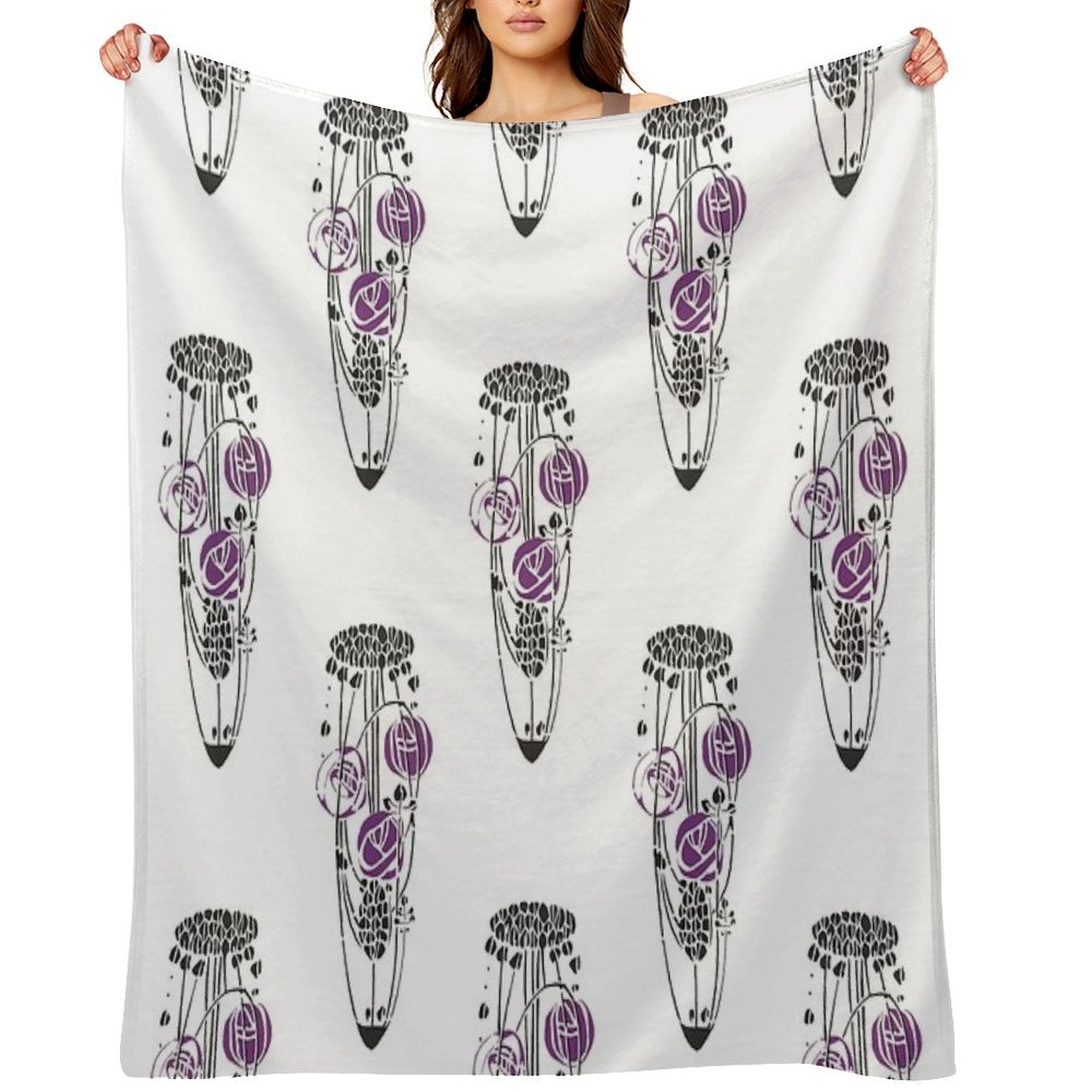 Charles Rennie Mackintosh Roses 4. Gift-ready Throw Blanket