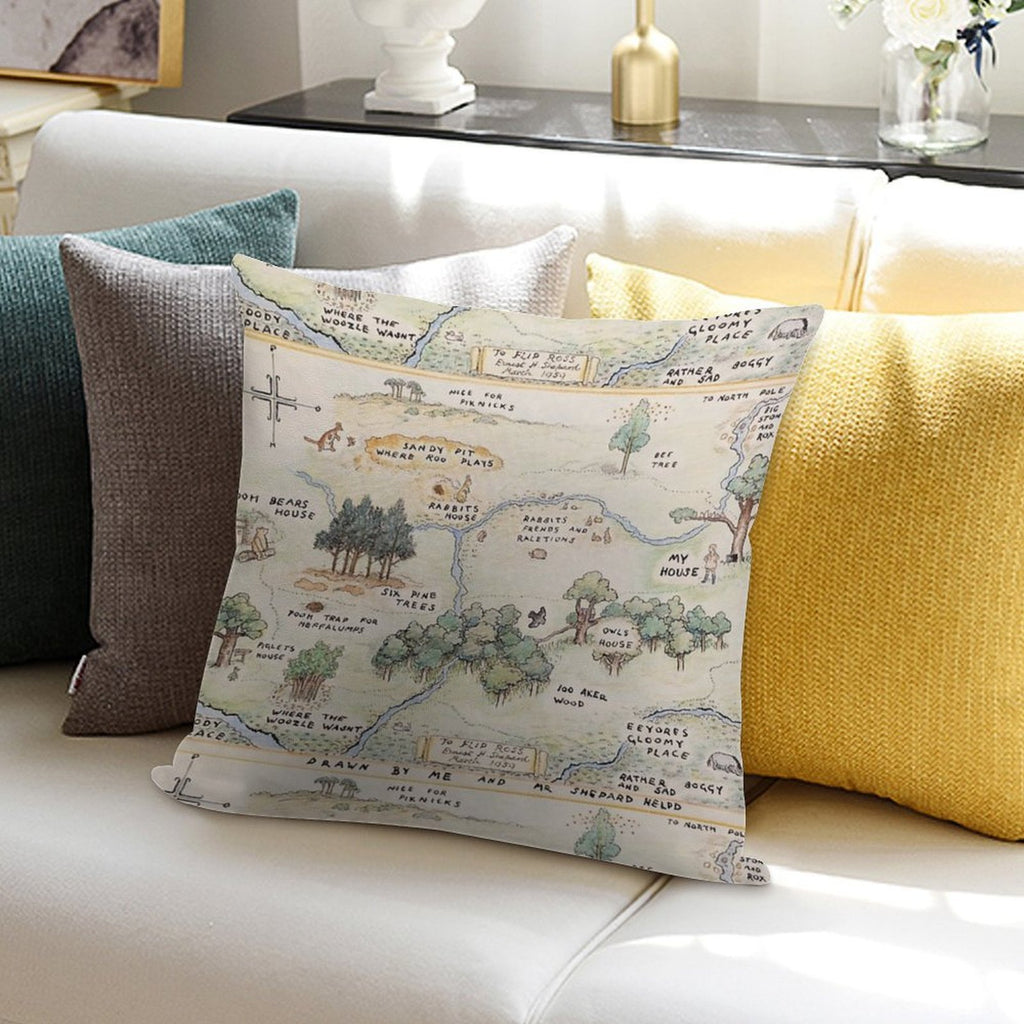 Hundred Acre Wood Map Soft Multiple Sizes Throw Pillow