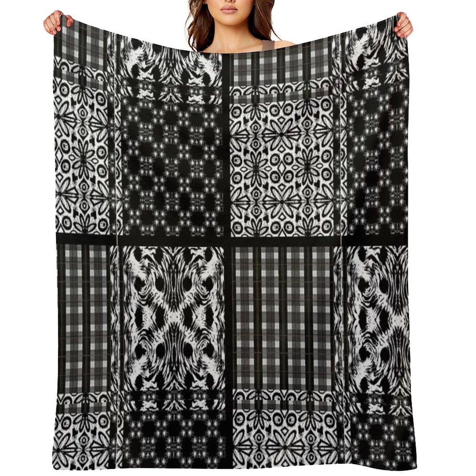 Mixed Black And White Pattern Gift-ready Throw Blanket