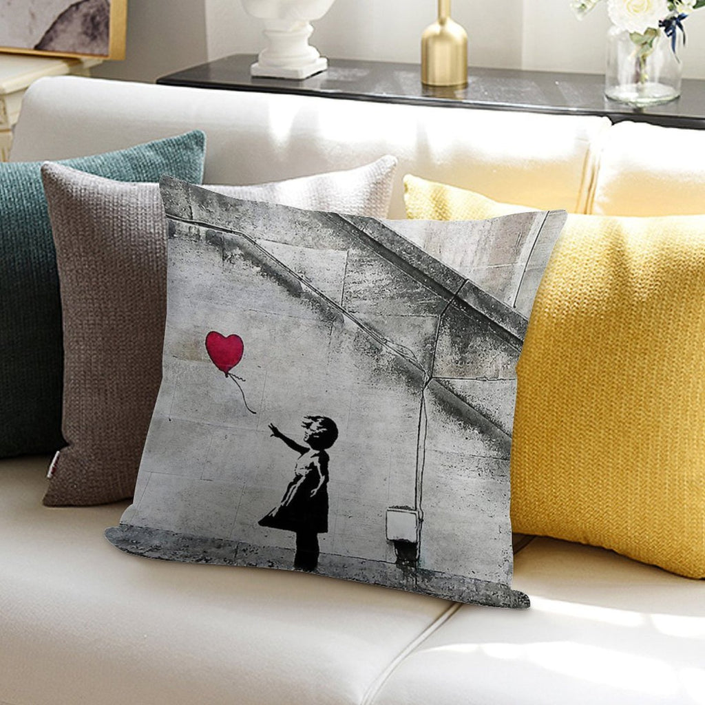 Balloon Girl - There Is Always Hope  Original Mural Banksy Soft Gift Ready Throw Pillow