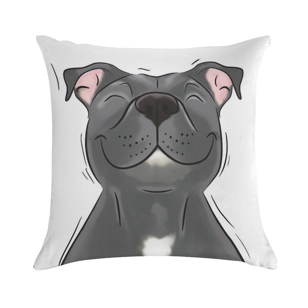 Smiling Blue Staffy Dog (stafford) Staffy Love Soft High-Density Material Throw Pillow