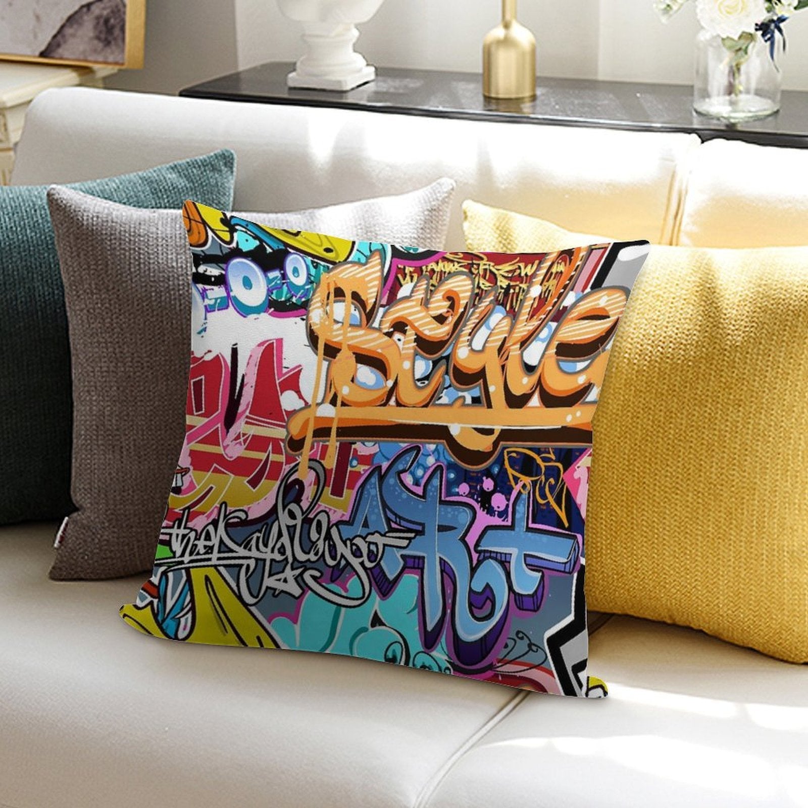 Graffiti Soft Shrink-Resistant Throw Pillow