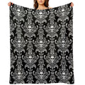 Skulls Damask Goth Halloween Pattern Travel-friendly Throw Blanket