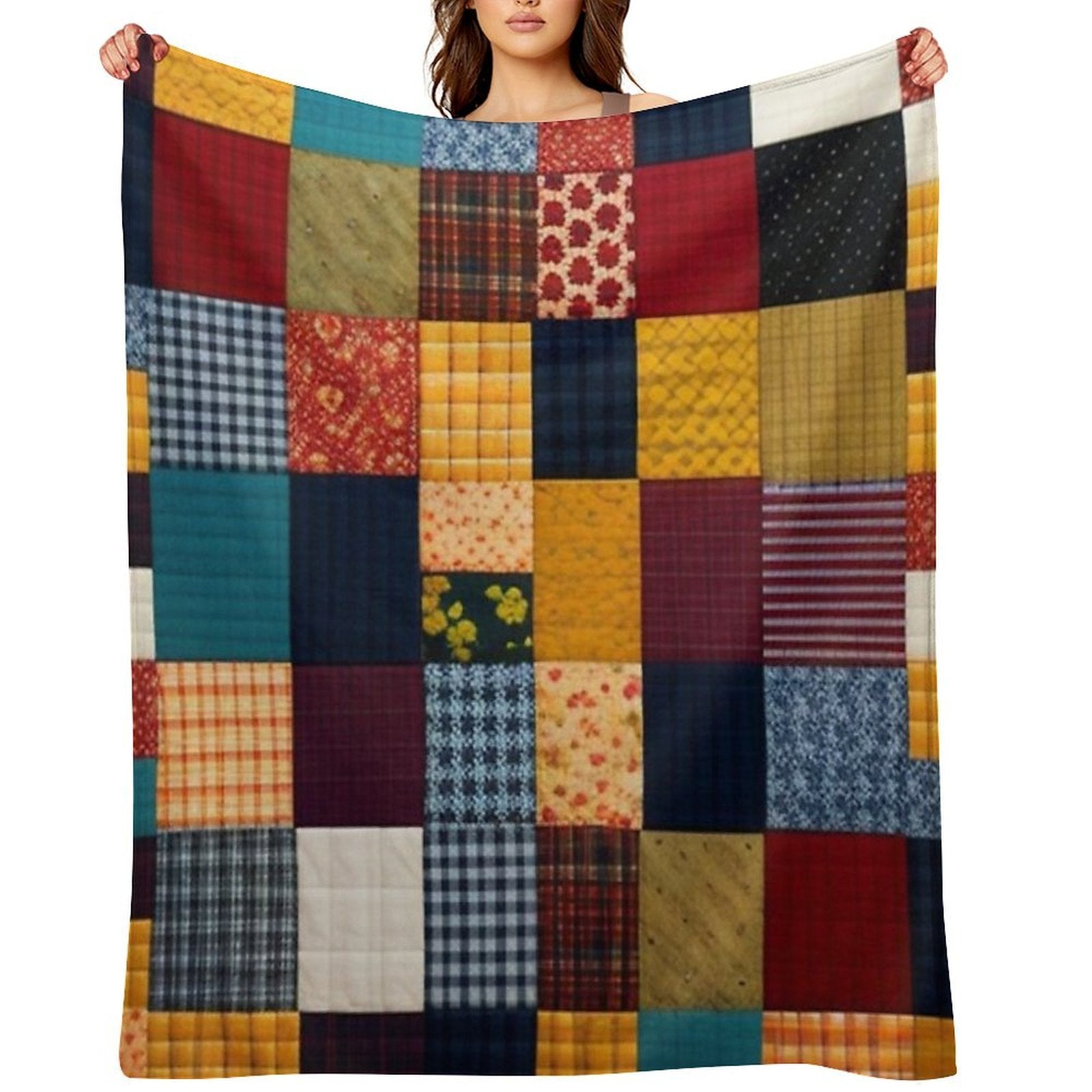 Patchwork Quilt Grid Pattern Versatility Throw Blanket