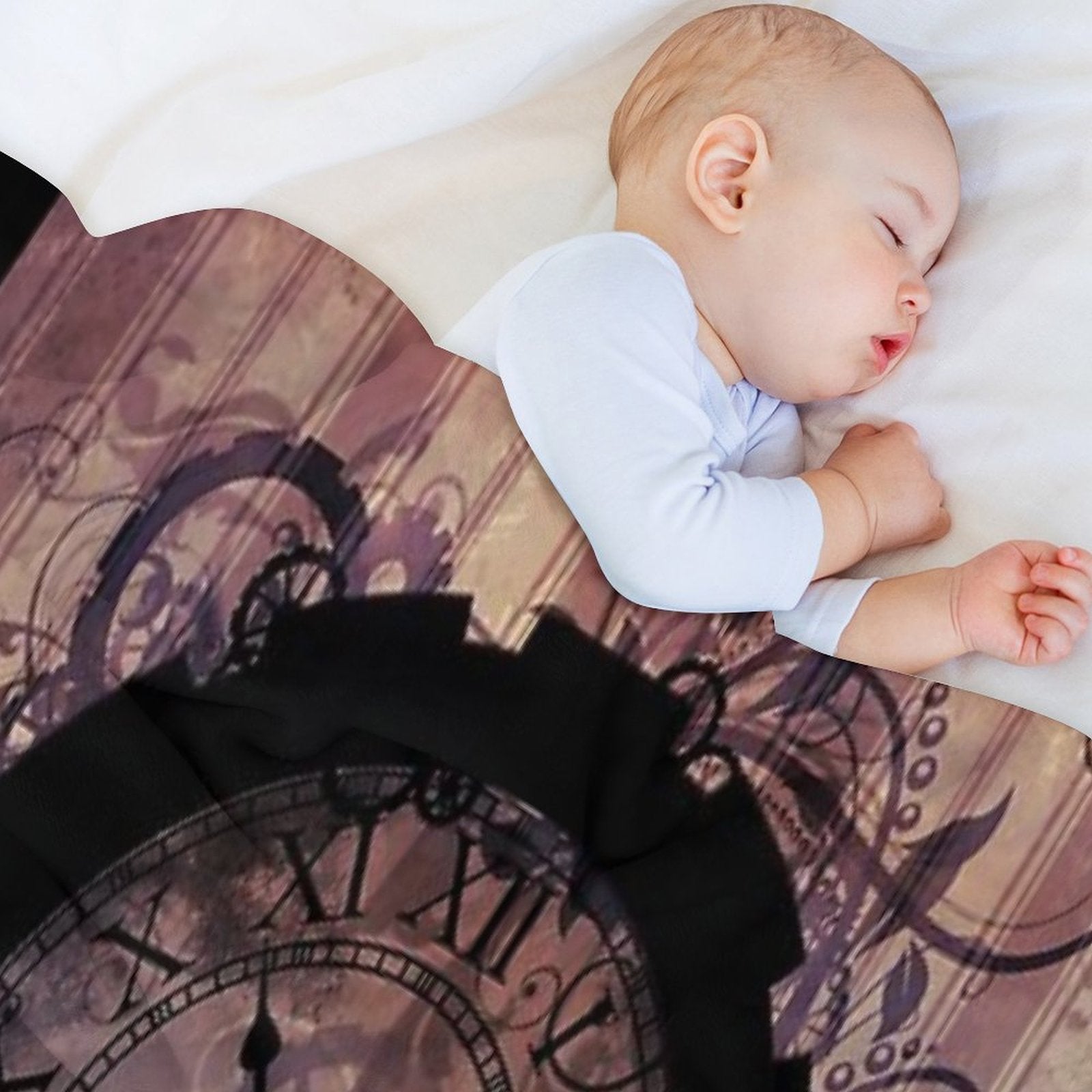 Steampunk Clock Travel-friendly Throw Blanket