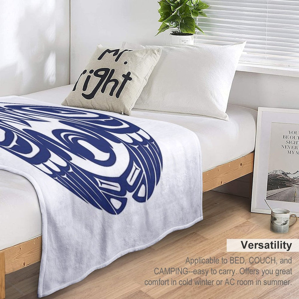Double Raven Circle Pacific Northwest Formline Salish Haida Eagle Moon Plush Throw Blanket