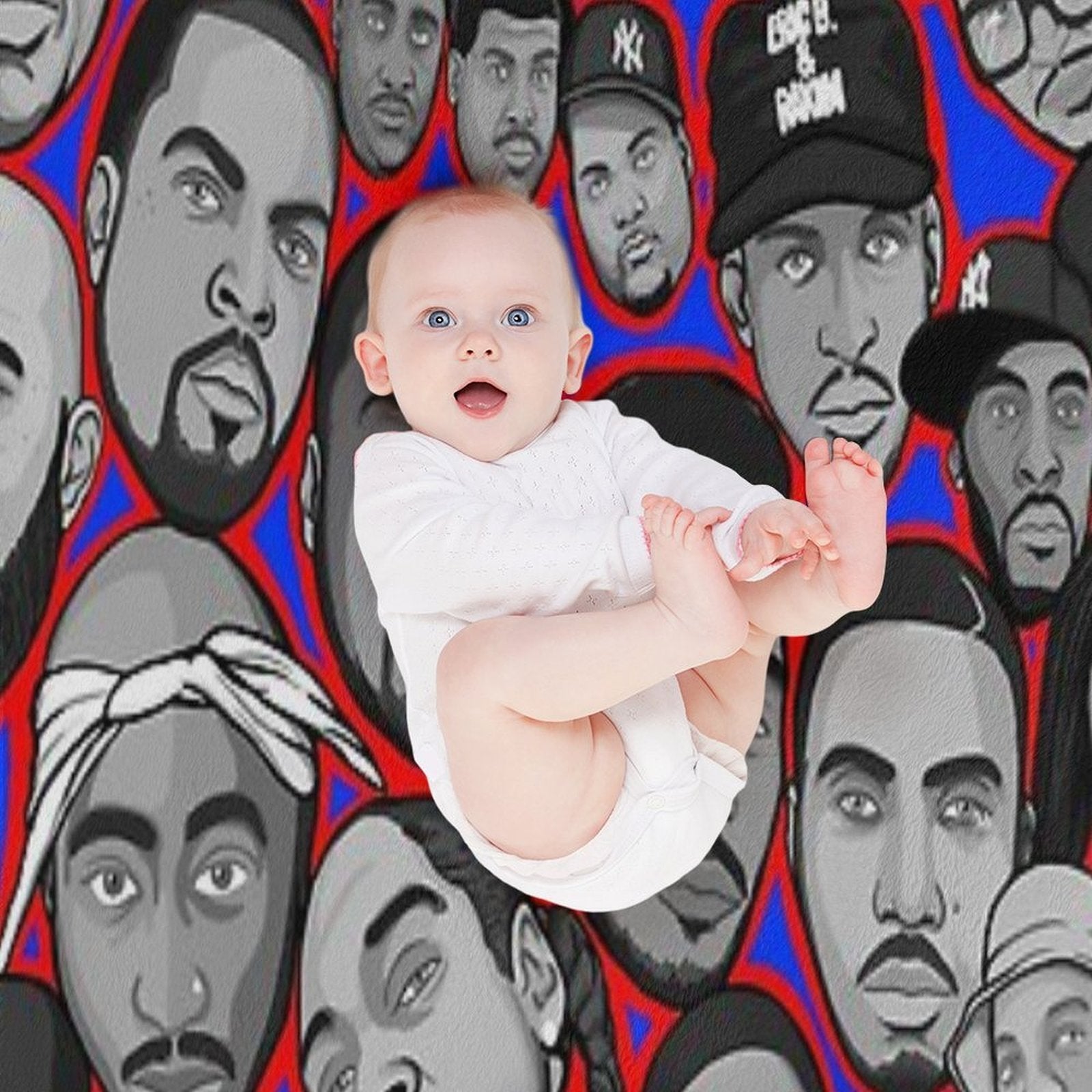 Old School Hip Hop Legends Collage Art Compact Throw Blanket