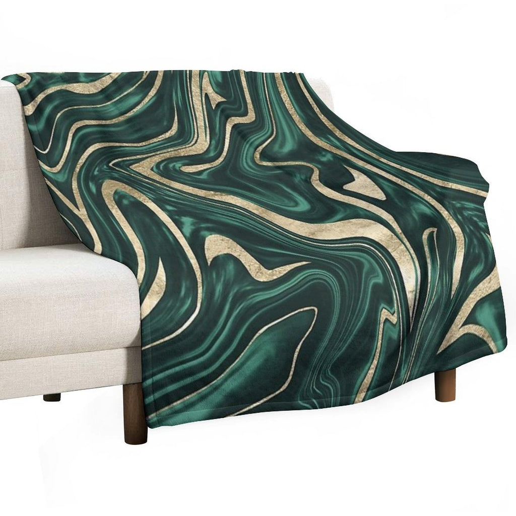 Emerald Green Black Gold Marble #1 #decor #art Shrink-resistant Throw Blanket