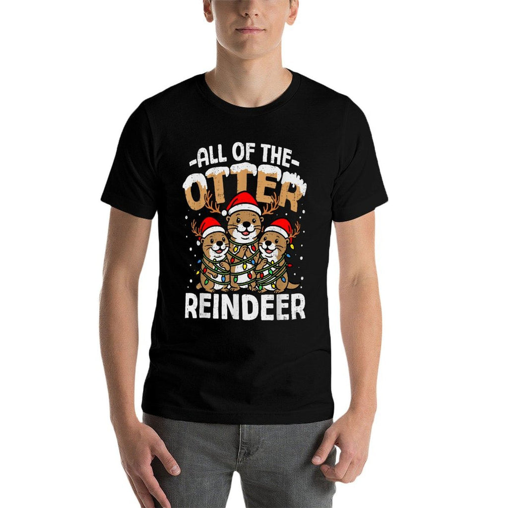 Funny Otter Reindeer Santa Christmas Animal Pun Xmas Holiday  Eco-friendly Material T-Shirt