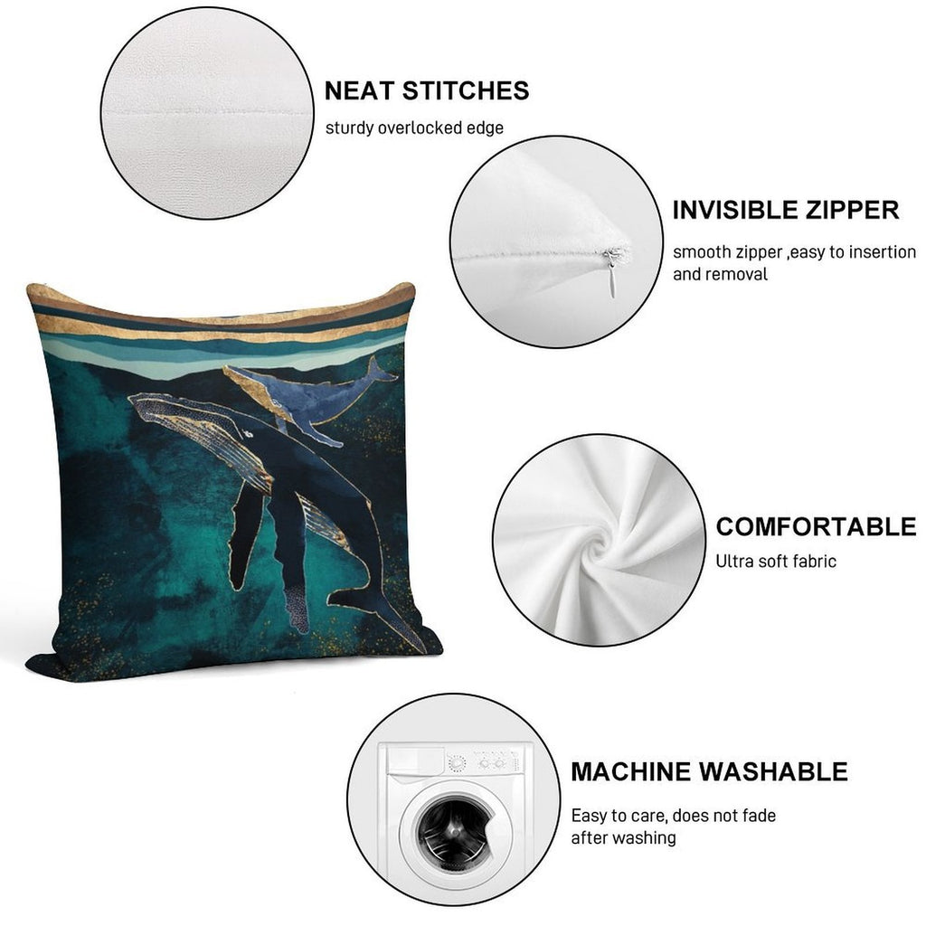 Moonlit Whales Soft Bedroom Essential Throw Pillow