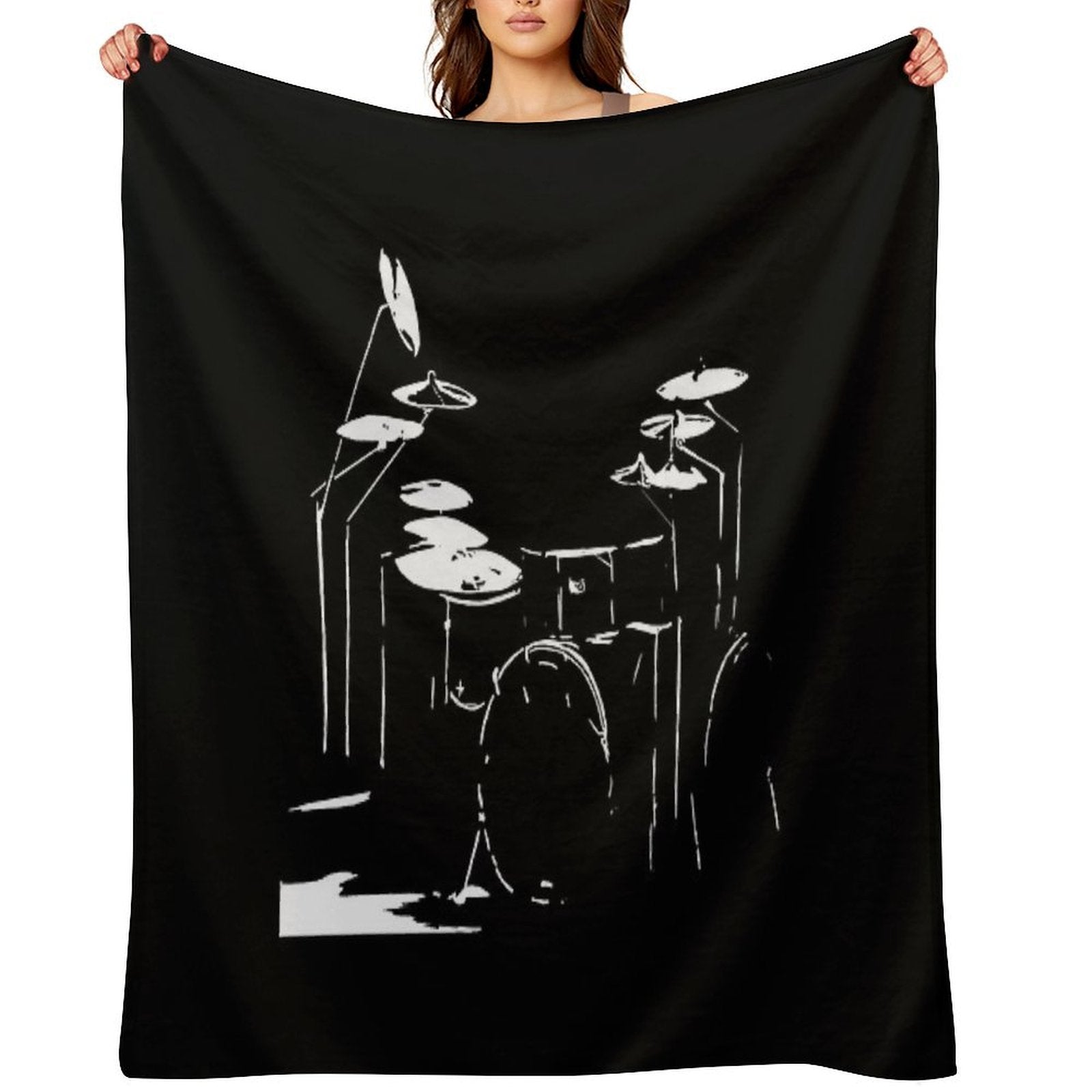 Drum Kit Black And White Versatility Throw Blanket