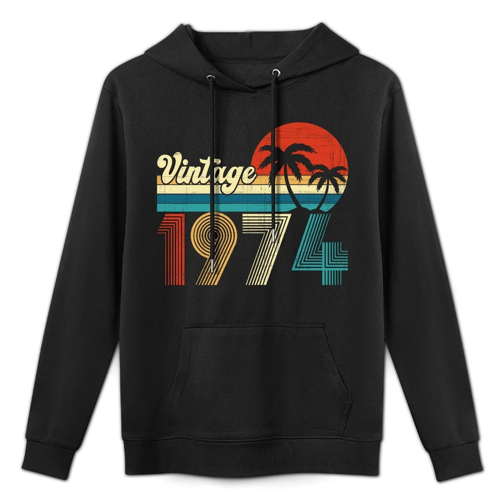 Vintage 1974 Funny 50th Birthday Gifts 50 Years Old Retro Versatile Streetwear Hoodie