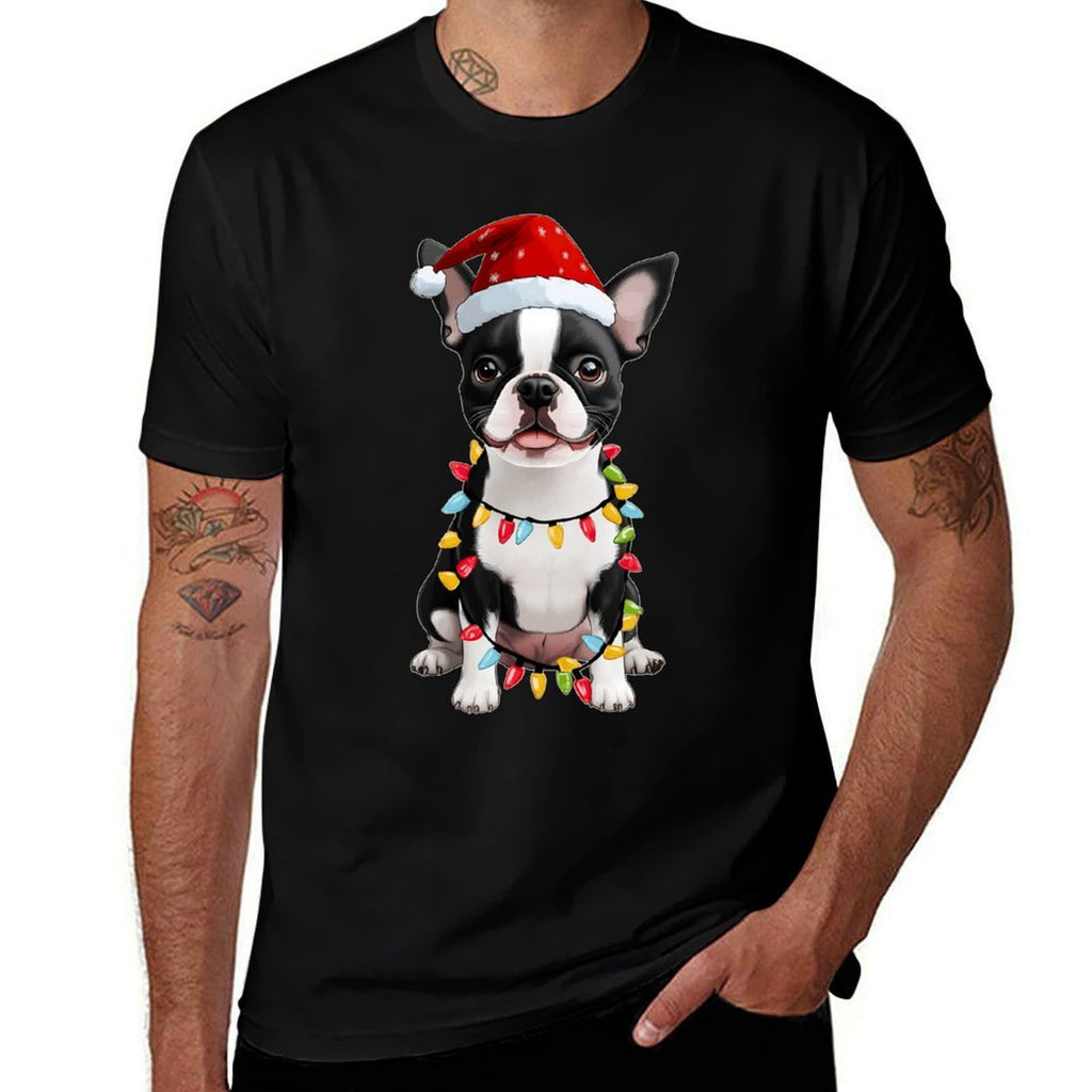 Boston Terrier Christmas Hat Xmas  Affordable Price T-Shirt