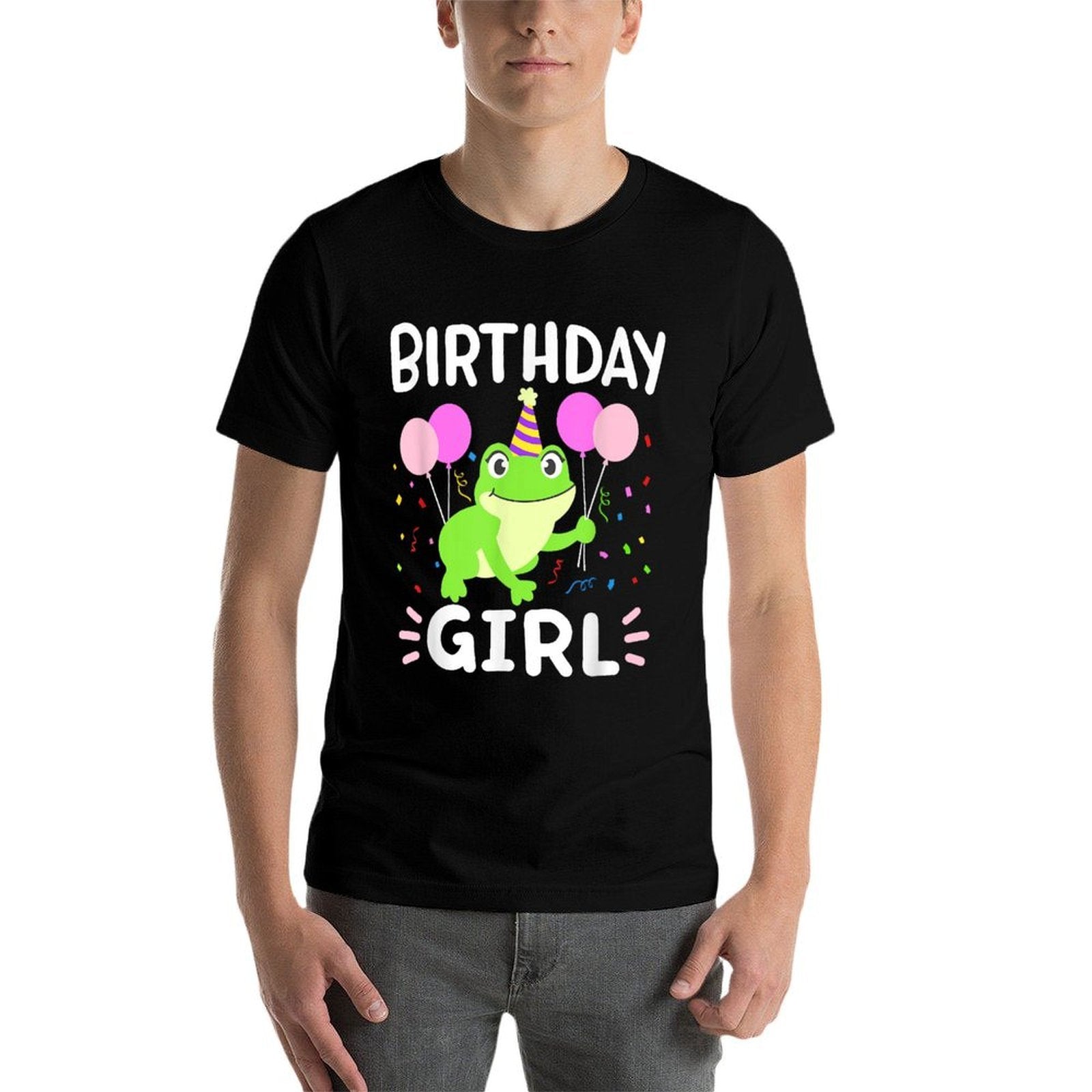 Cute Birthday Girl Frog Aesthetic Women Girls Kids Toddlers  Rolled Sleeves T-Shirt